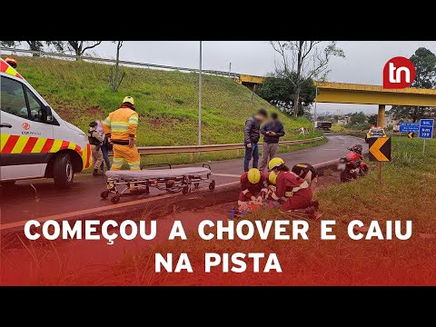 Motociclista cai sozinho e fica ferido em Apucarana