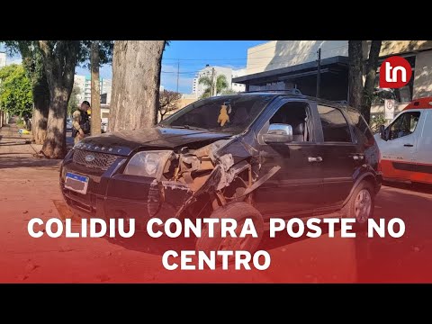 Motorista fica ferido após bater contra poste em Apucarana