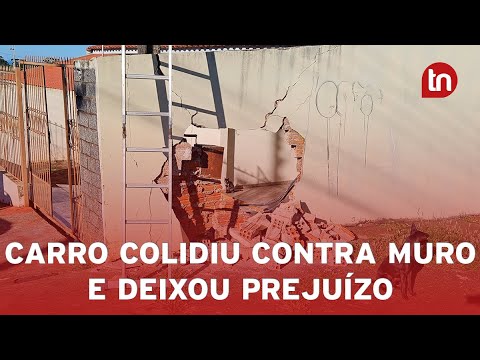 Veja como ficou muro de casa após Fiat Palio colidir contra parede