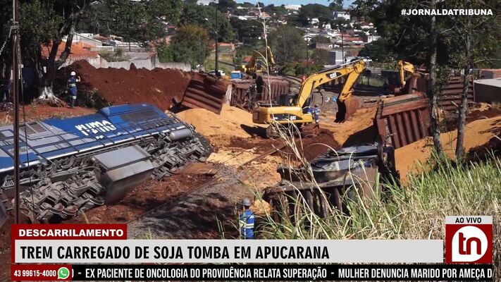 Trem carregado de soja tomba em Apucarana