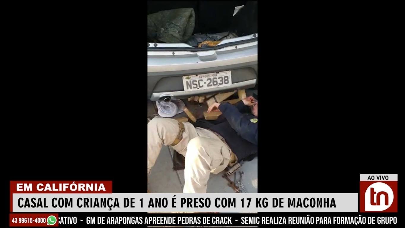 Casal com criança de 1 ano é preso com 17kg de maconha