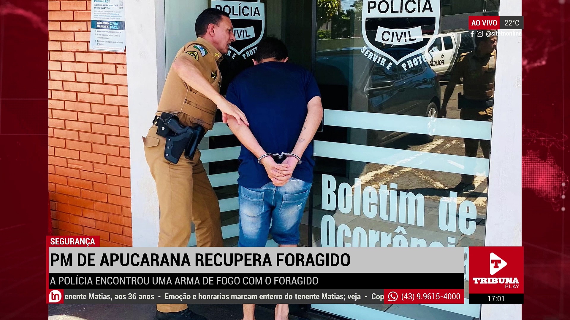 PM de Apucarana prende foragido do minipresídio e apreende arma