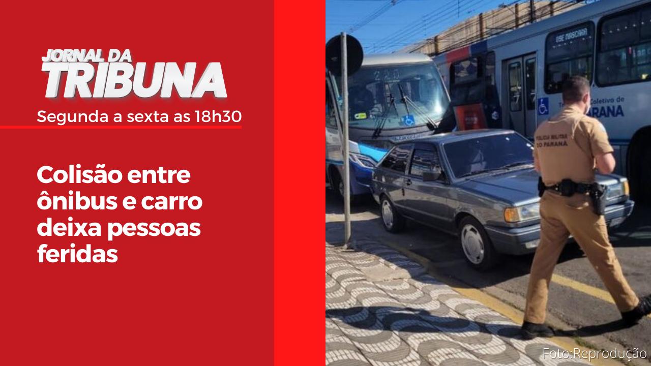 Colisão entre ônibus e carro deixa pessoas feridas