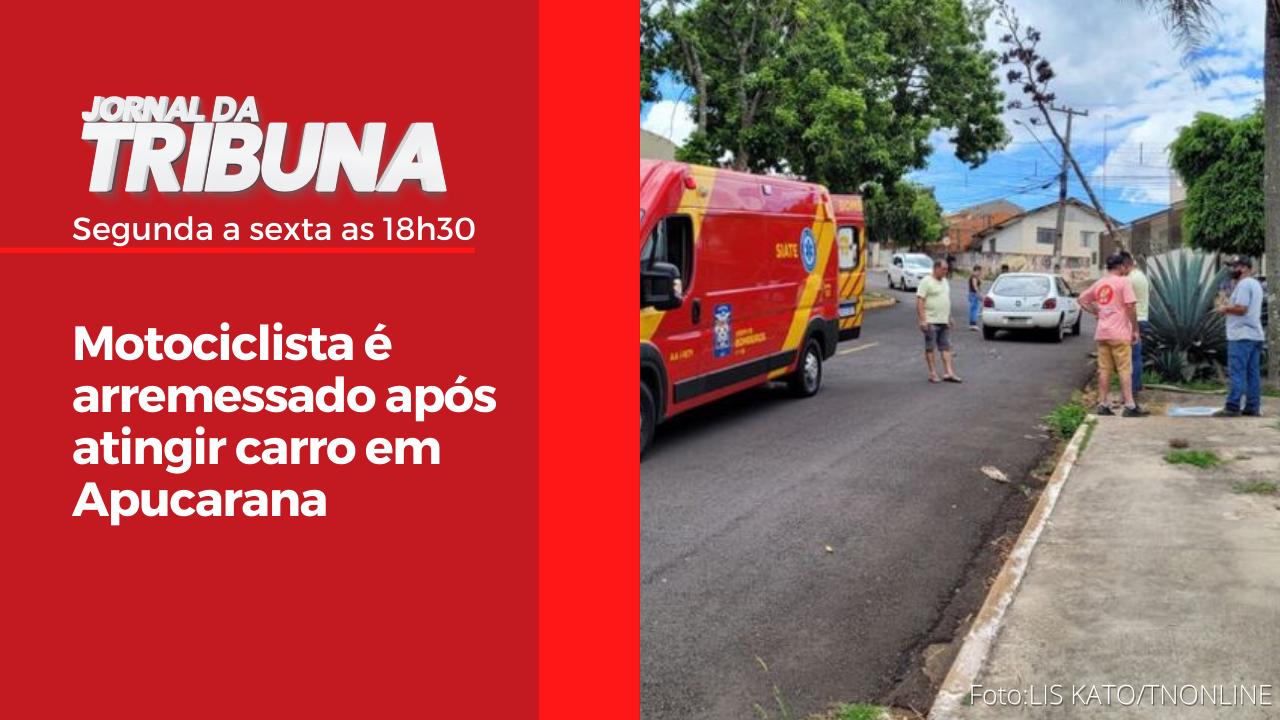 Motociclista é arremessado após atingir carro em Apucarana