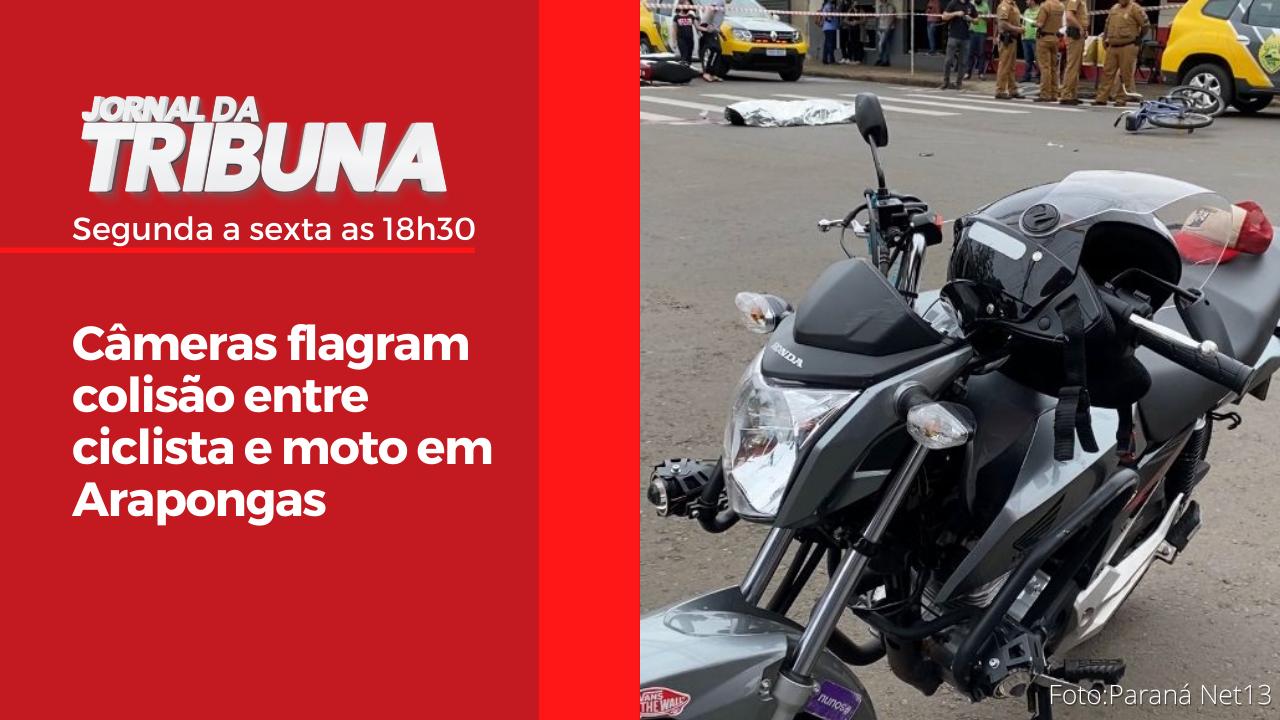Câmeras flagram colisão entre ciclista e moto em Arapongas