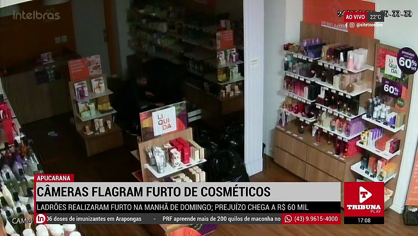 Câmeras flagram furto de cosméticos em loja de Apucarana
