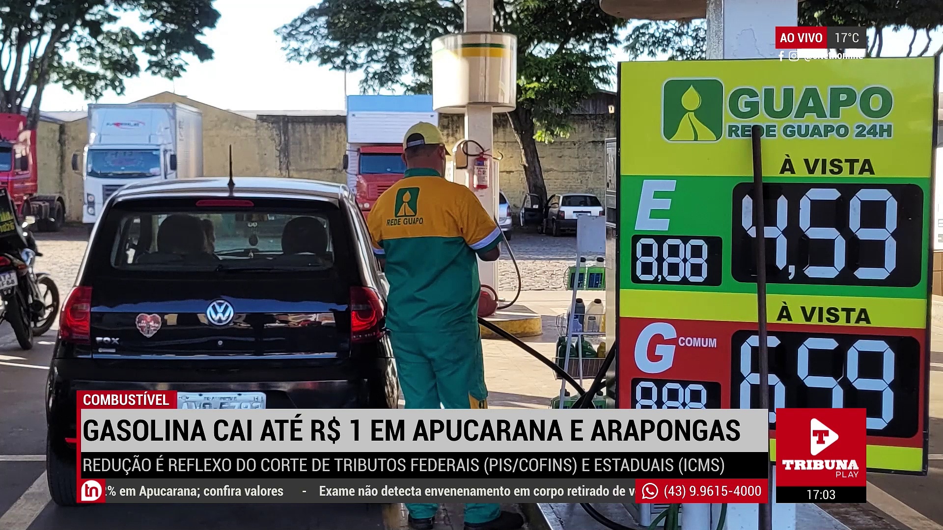 Litro da gasolina cai até R$ 1 em Apucarana e Arapongas; veja
