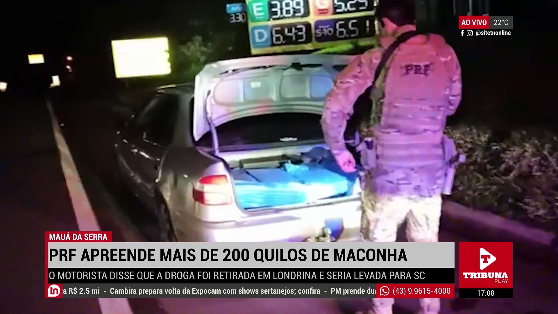 PRF apreende mais de 200 quilos de maconha em Mauá da Serra