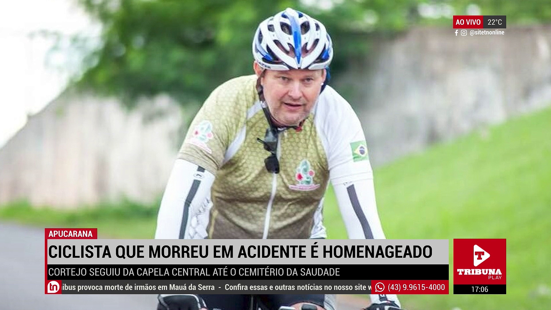 Ciclista que morreu em acidente é homenageado em Apucarana
