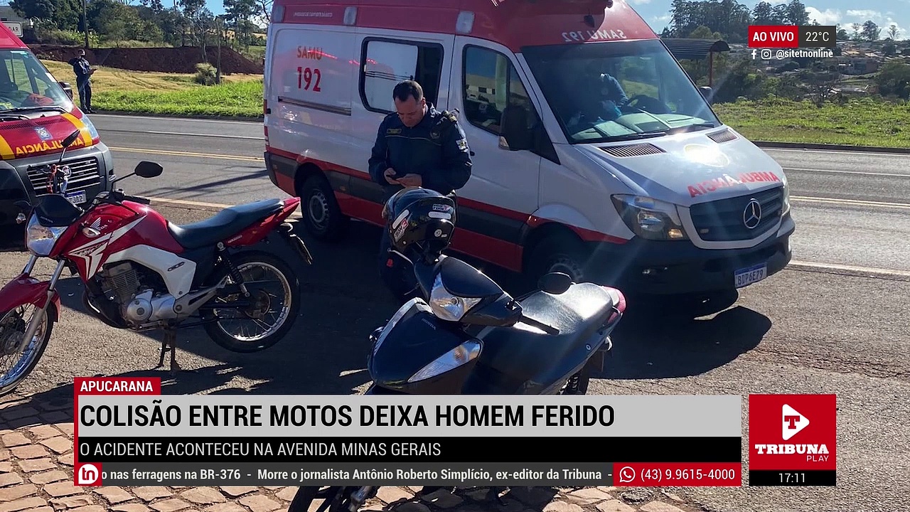 Colisão entre motos deixa homem ferido em Apucarana