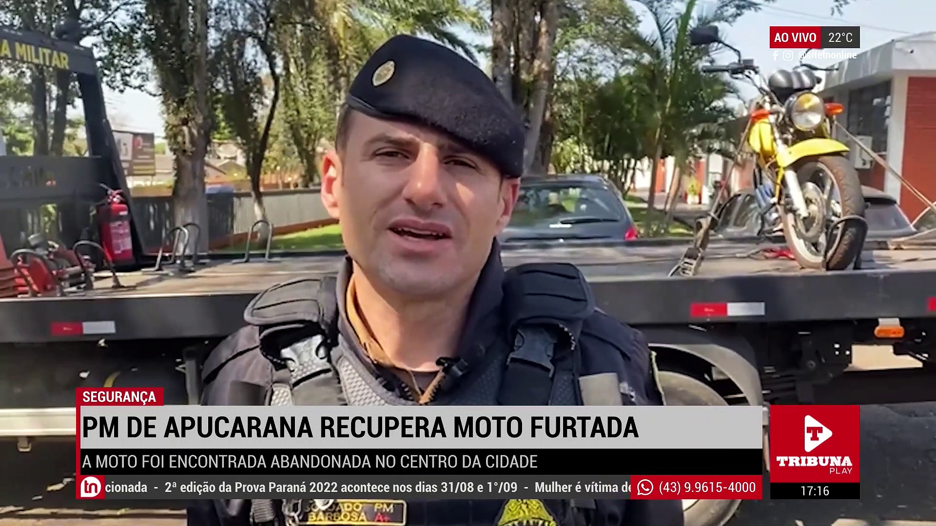 Moto que pode ter sido 'furtada por amigo' da vítima é recuperada