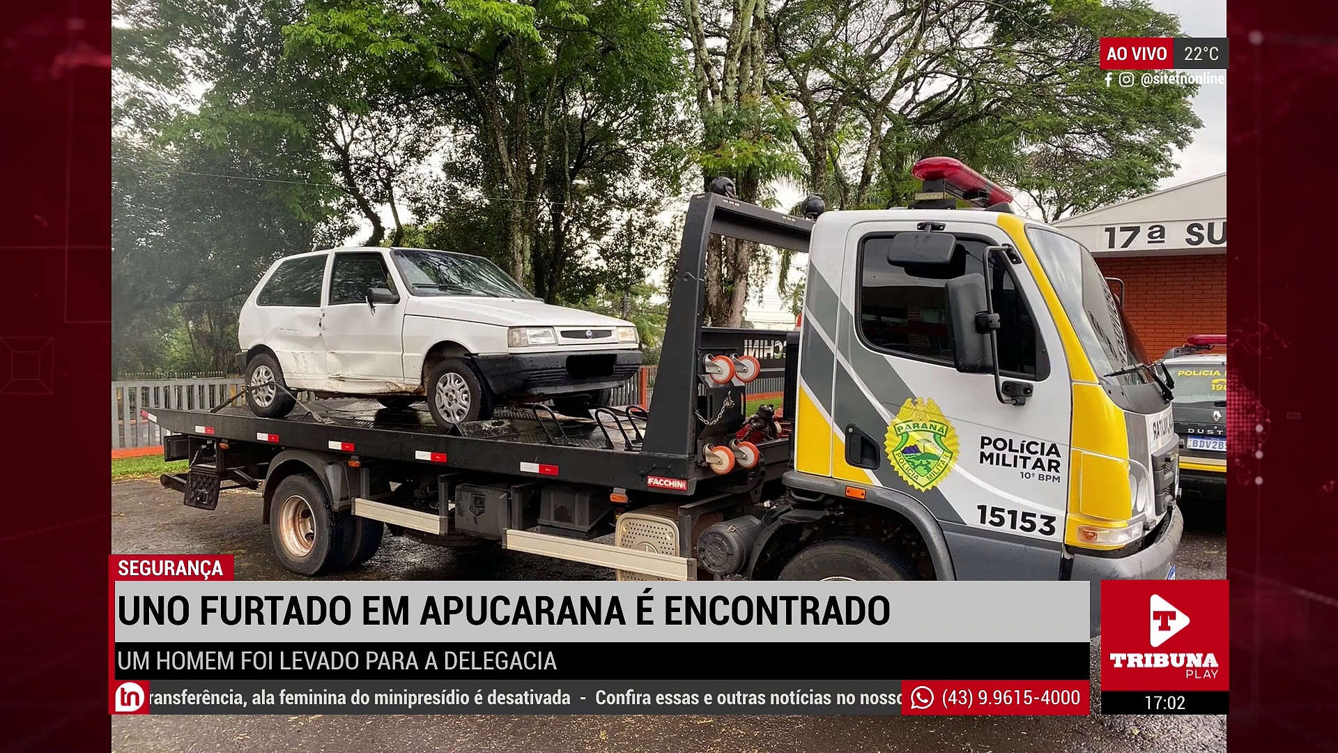 PM de Apucarana encontra UNO furtado e prende uma pessoa