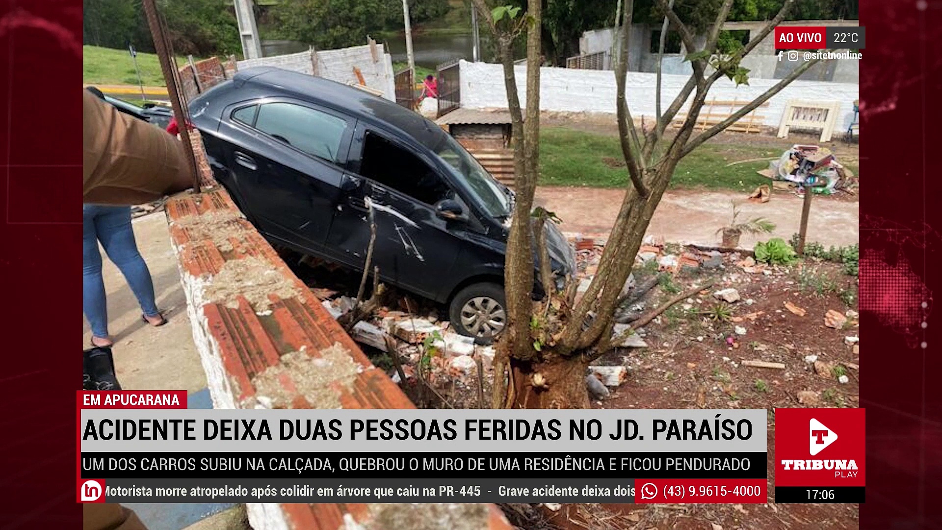Acidente deixa duas pessoas feridas no Jardim Paraíso