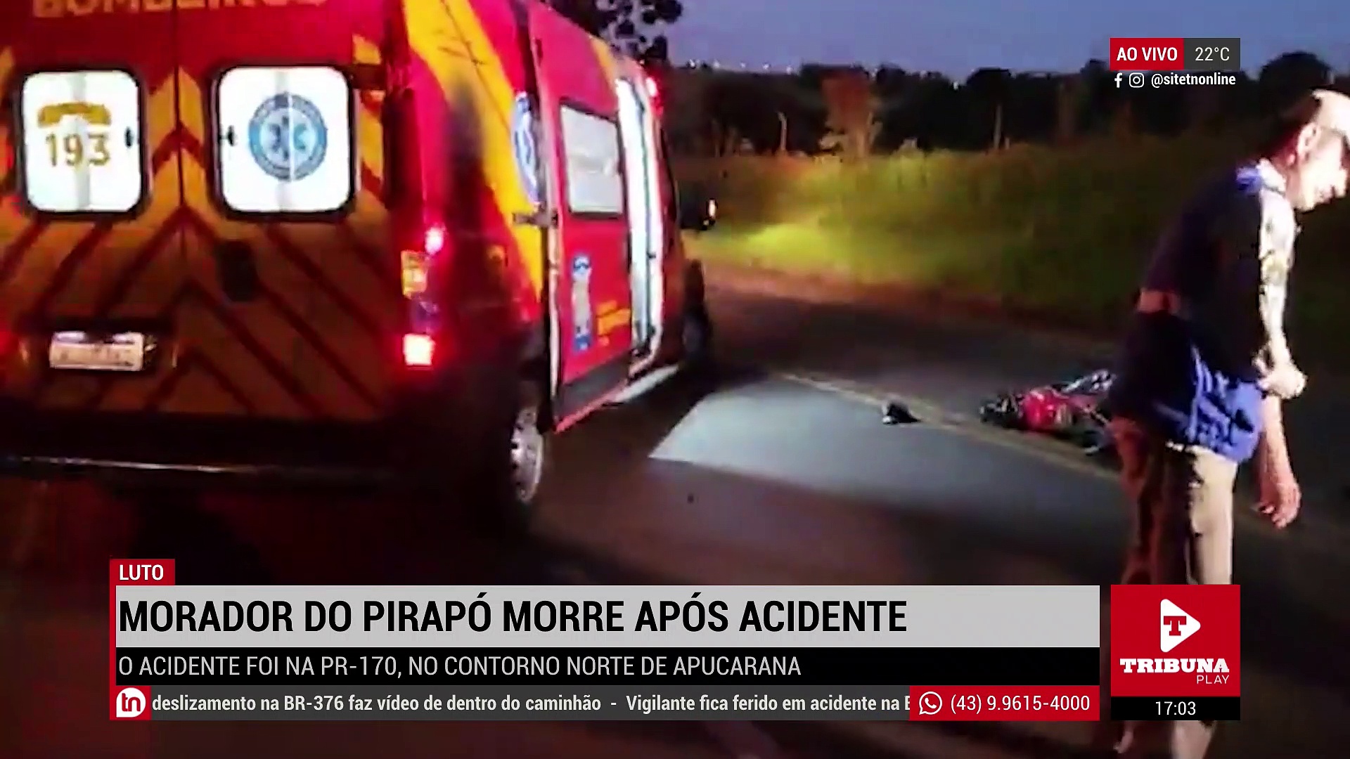 Motociclista que morreu em acidente no contorno era morador do Pirapó