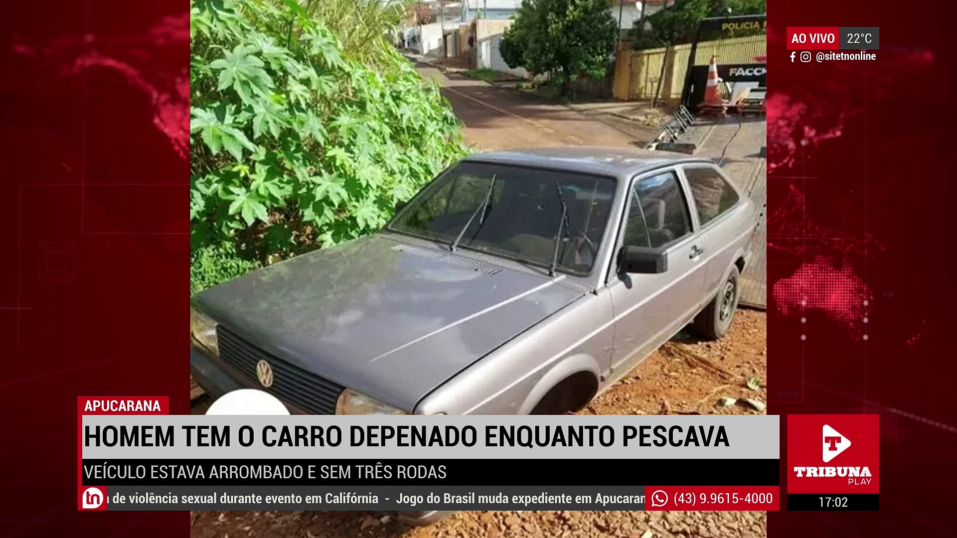 Homem tem o carro depenado enquanto pescava, em Apucarana