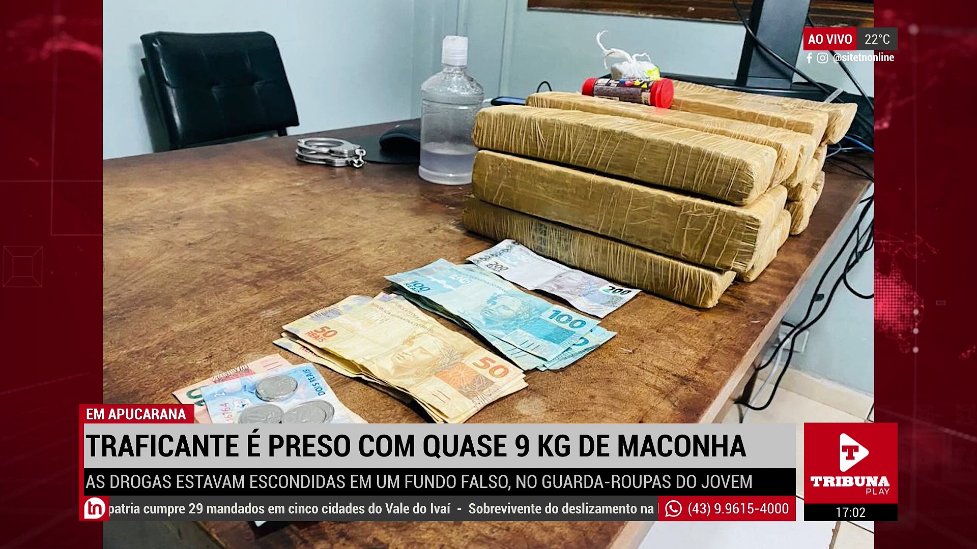 Traficante de 23 anos é preso com quase 9 kg de maconha em Apucarana