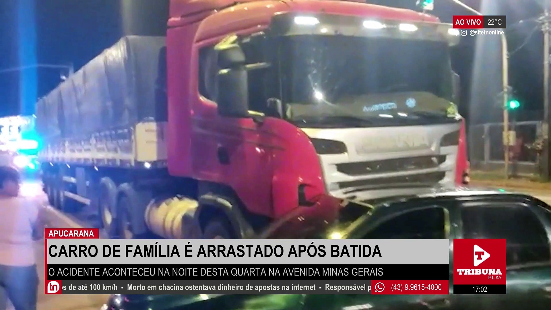Carro que transportava família é arrastado após batida em Apucarana