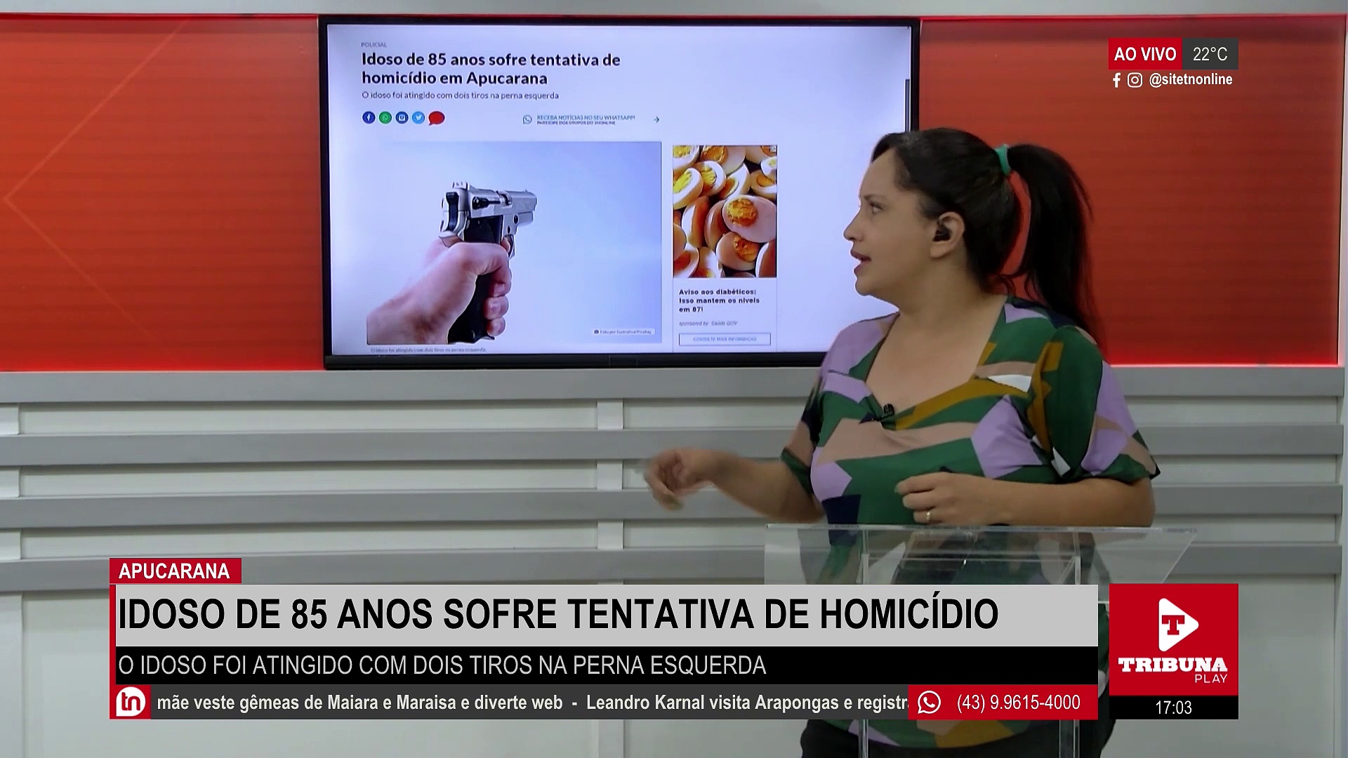 Idoso de 85 anos sofre tentativa de homicídio em Apucarana