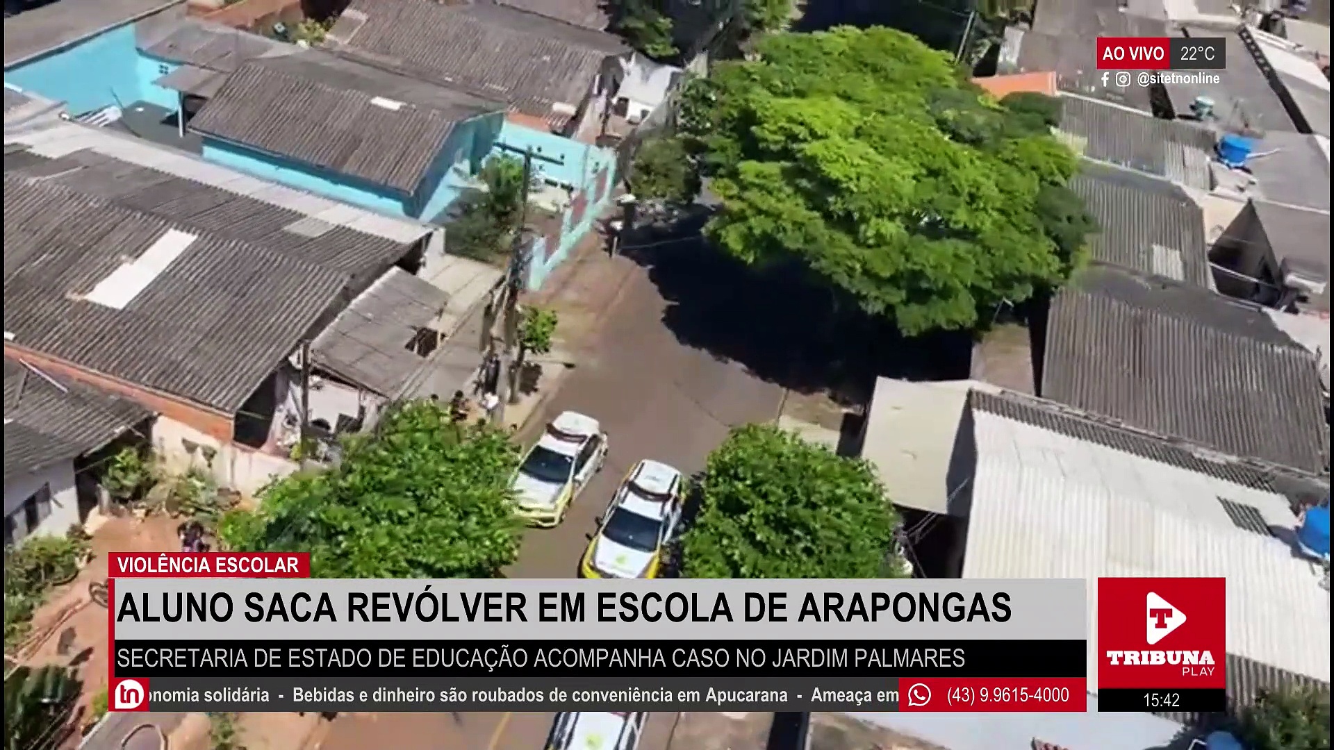 Aluno de 16 anos saca revólver em escola de Arapongas