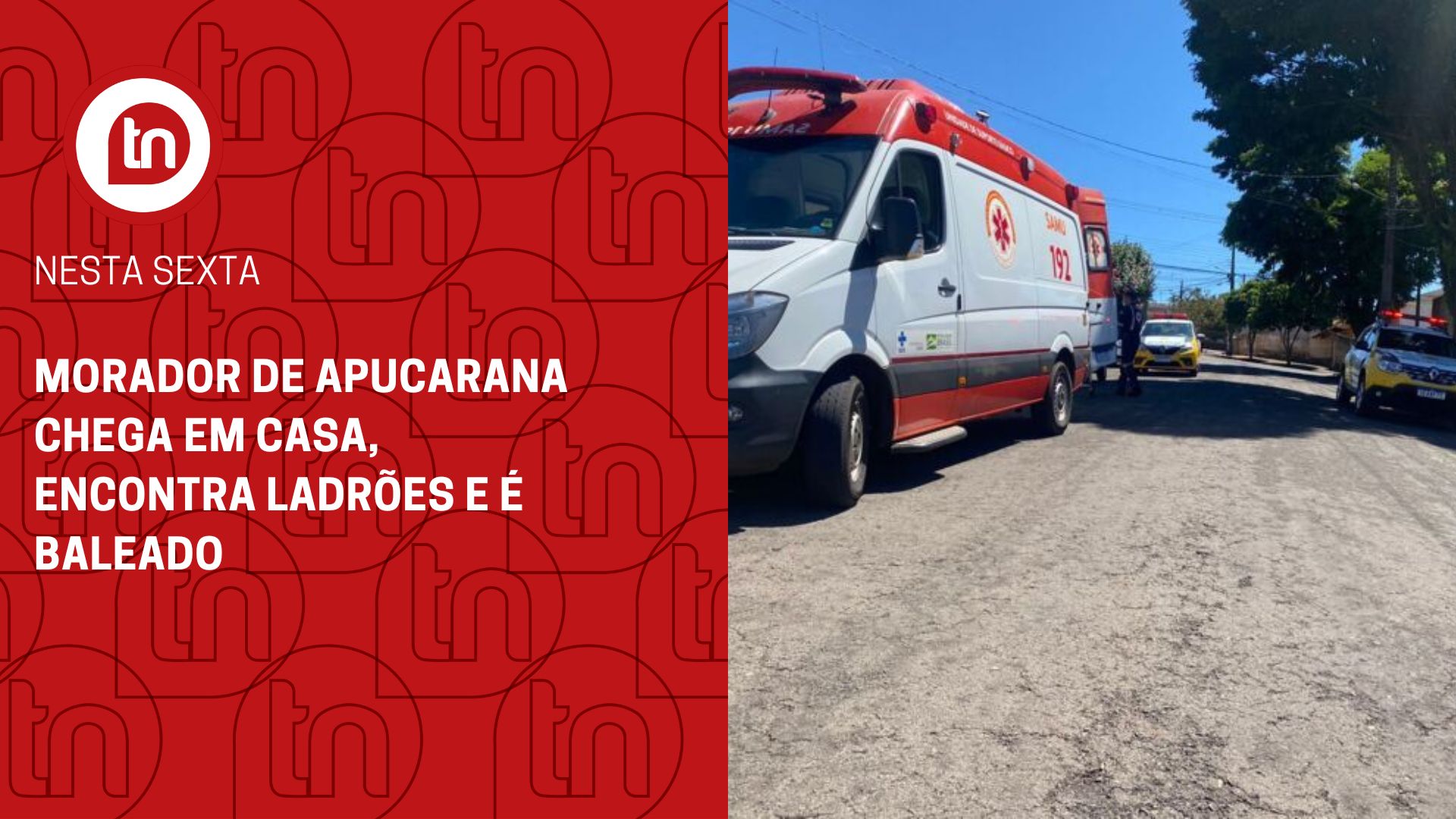 Morador de Apucarana chega em casa, encontra ladrões e é baleado