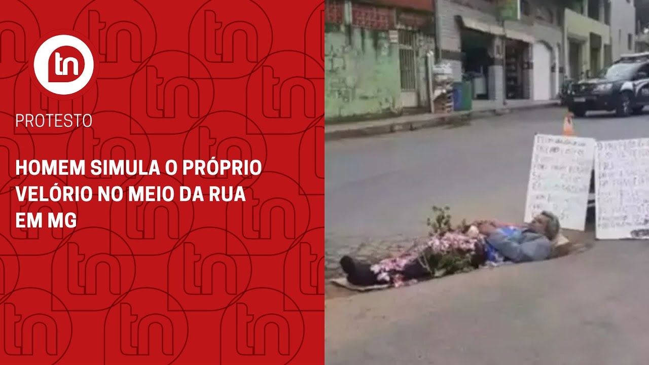 Protesto: homem simula o próprio velório no meio da rua em MG