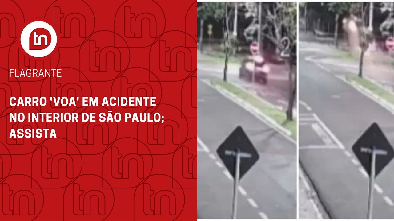 Carro 'voa' em acidente no interior de São Paulo