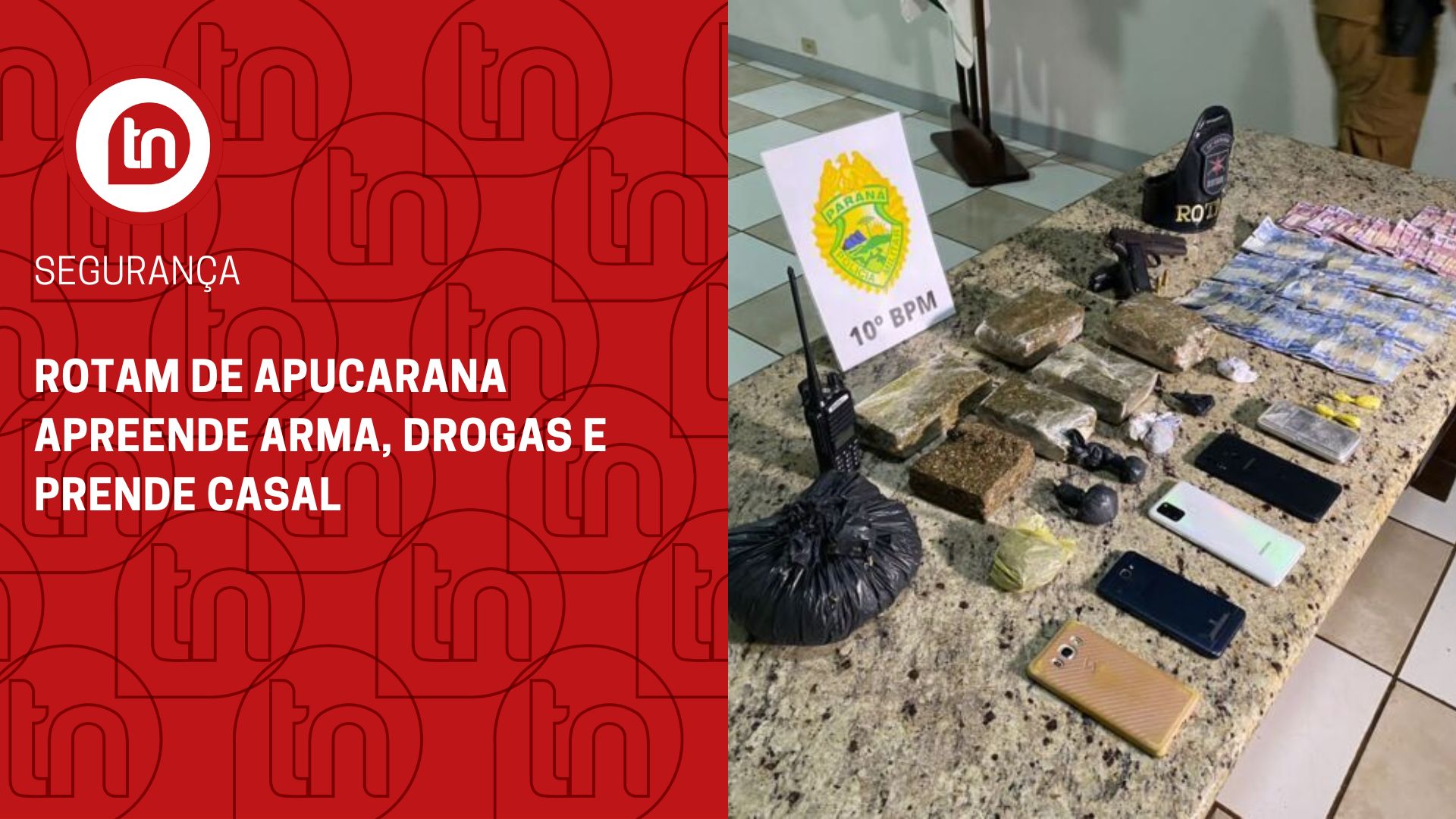Rotam de Apucarana apreende arma, drogas e prende casal