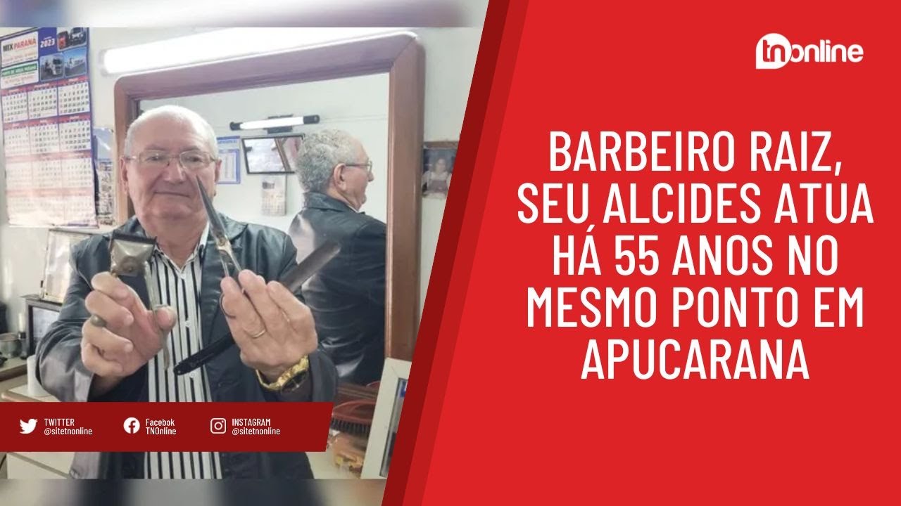 Barbeiro raiz, seu Alcides atua há 55 anos no mesmo ponto em Apucarana
