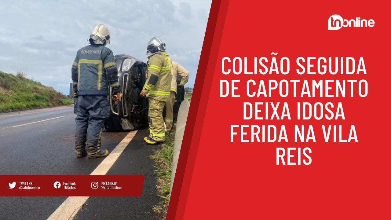 Colisão seguida de capotamento deixa idosa ferida na Vila Reis