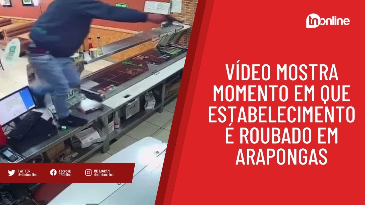 Vídeo mostra momento em que estabelecimento é roubado em Arapongas