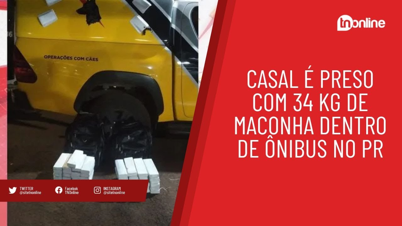 Casal é preso com 34 kg de maconha dentro de ônibus no PR