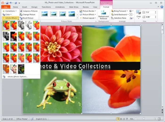  PowerPoint permite que usuário faça gráficos e molduras nas imagens