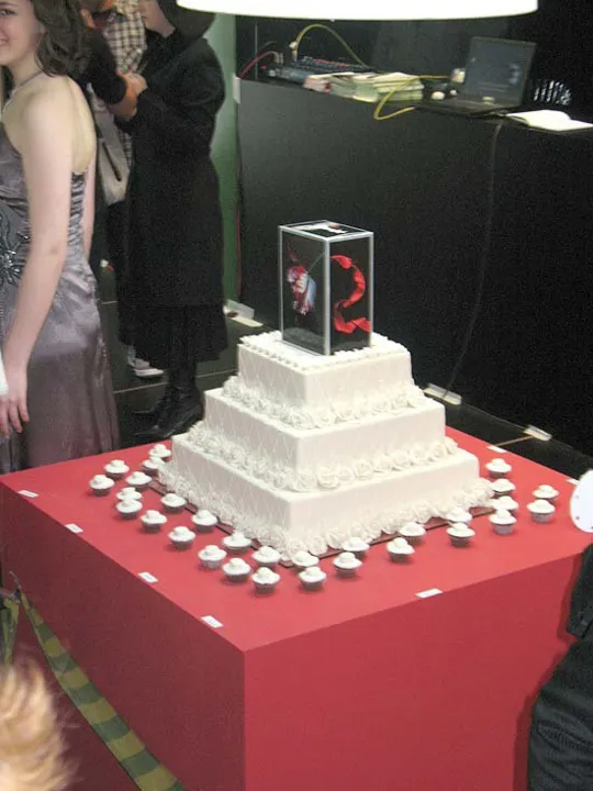  Bolo de casamento dos personagens Edward e Bella no estande da Intrínseca, sábado