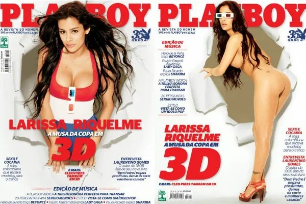  Assim como Cleo Pires, Larissa Riquelme também ganhou capa dupla para seu ensaio na revista Playboy
