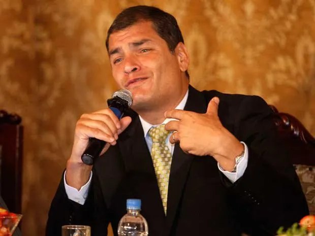  O pesidente equatoriano, Rafael Correa, durante entrevista em Quito 