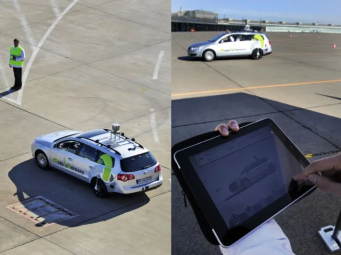  Os passageiros podem telefonar para o MIG usando um iPad ou smartphone, e o sistema GPS integrado desses aparelhos revela ao carro a localização da pessoa