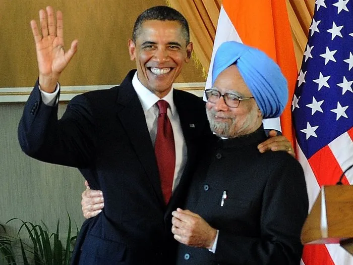  Presidente dos Estados Unidos, Barack Obama, posa com o primeiro-ministro da Índia, Manmohan Singh