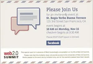  Convite para evento sugere que Facebook anunciará serviço de e-mail. 
