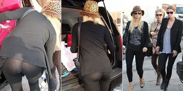 Paris Hilton saiu às compras com uma leeging meio transaprente