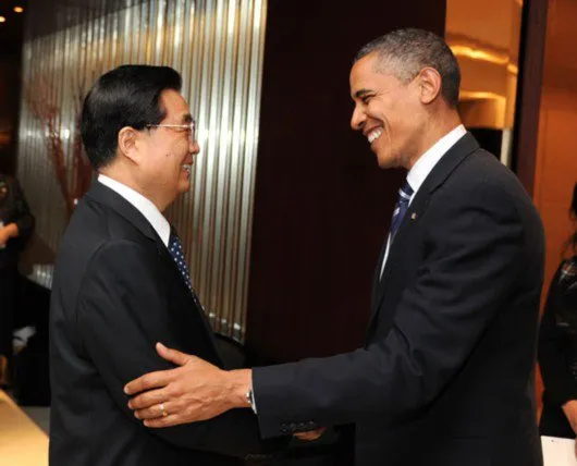  Hu Jintão e Obama durante encontro no G20
