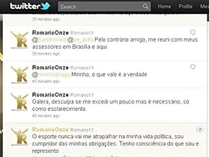  Em seu Twitter Romário comentou a 'bola fora'