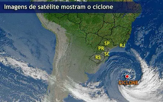  Imagem ilustrativa/Ciclone se aproxima da Região Sul