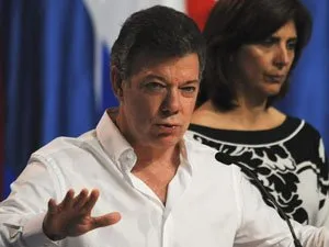  O presidente da Colômbia, Juan Manuel Santos, durante entrevista ao final da cúpula