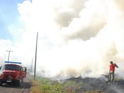 O incêndio ambiental ocorria em terreno situado na Rua Denhei Kanashiro (Foto: TNONLINE)