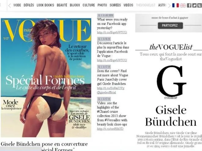  Gisele Bündchen seminua em capa da Vogue