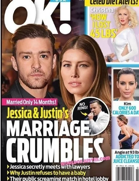 Revista diz que Justin Timberlake e Jessica Biel se separaram (Reprodução/UIL)