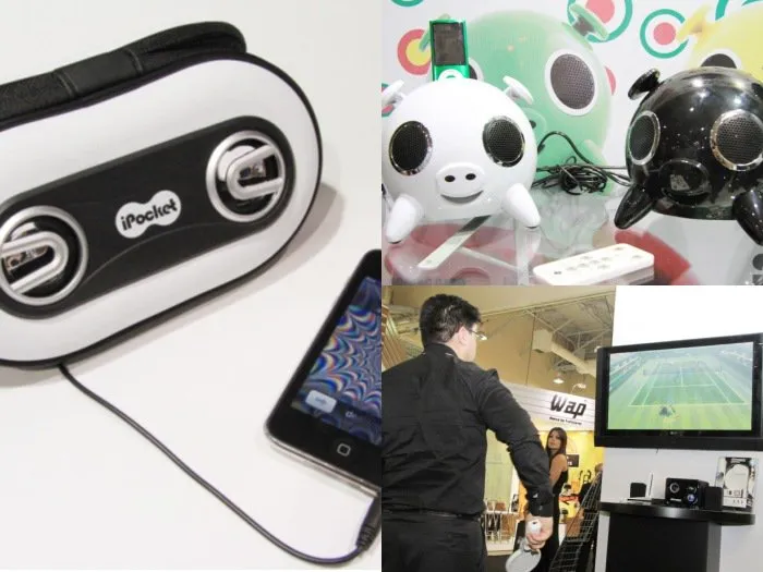  Produtos "hi-tech" incluem porco e estojo para ouvir iPod, além de acessório para jogar Wii