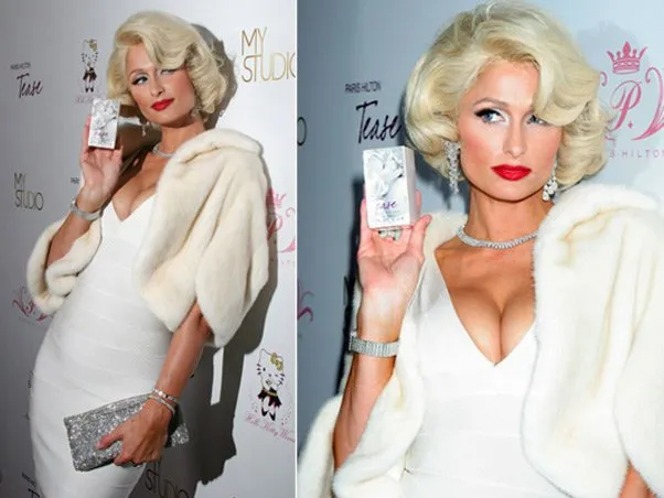  Paris Hilton com visual inspirado em Marilyn Monroe