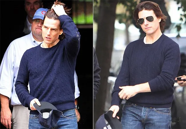 Tom Cruise foi clicado de boné e óculos escuros