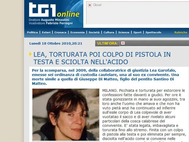  Lea Garofalo em foto publicada pela imprensa italiana nesta segunda-feira (18)